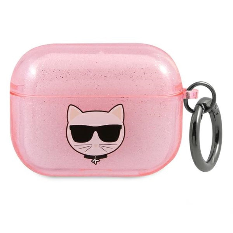„Karl Lagerfeld Choupette Head Glitter“ – dėklas, skirtas „AirPods 3“ (rožinis)