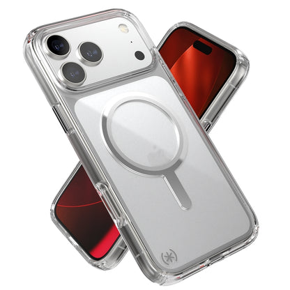 Speck Presidio Perfect Clear MagSafe dėklas – iPhone 17 Pro Max dėklas (skaidrus / sidabrinis)