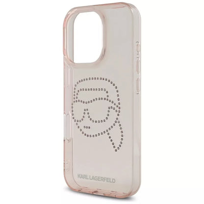Karl Lagerfeld IML Rhinestones Karl Head – dėklas, skirtas iPhone 16 Pro (rožinis)
