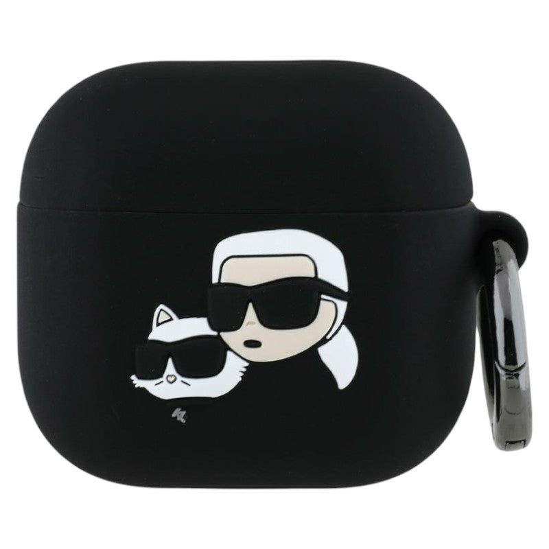 Karl Lagerfeld Silikoninis Karl & Choupette Head 3D - AirPods 4 dėklas (juodas)
