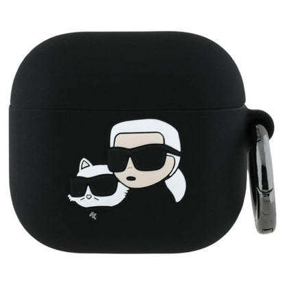 Karl Lagerfeld Silikoninis Karl & Choupette Head 3D - AirPods 4 dėklas (juodas)