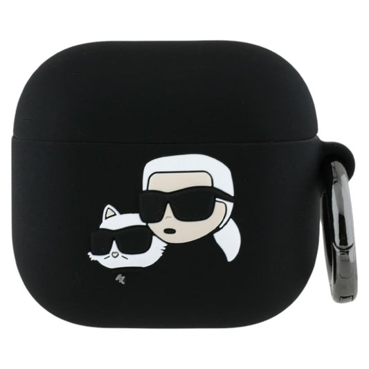 Karl Lagerfeld Silikoninis Karl & Choupette Head 3D - AirPods 4 dėklas (juodas)
