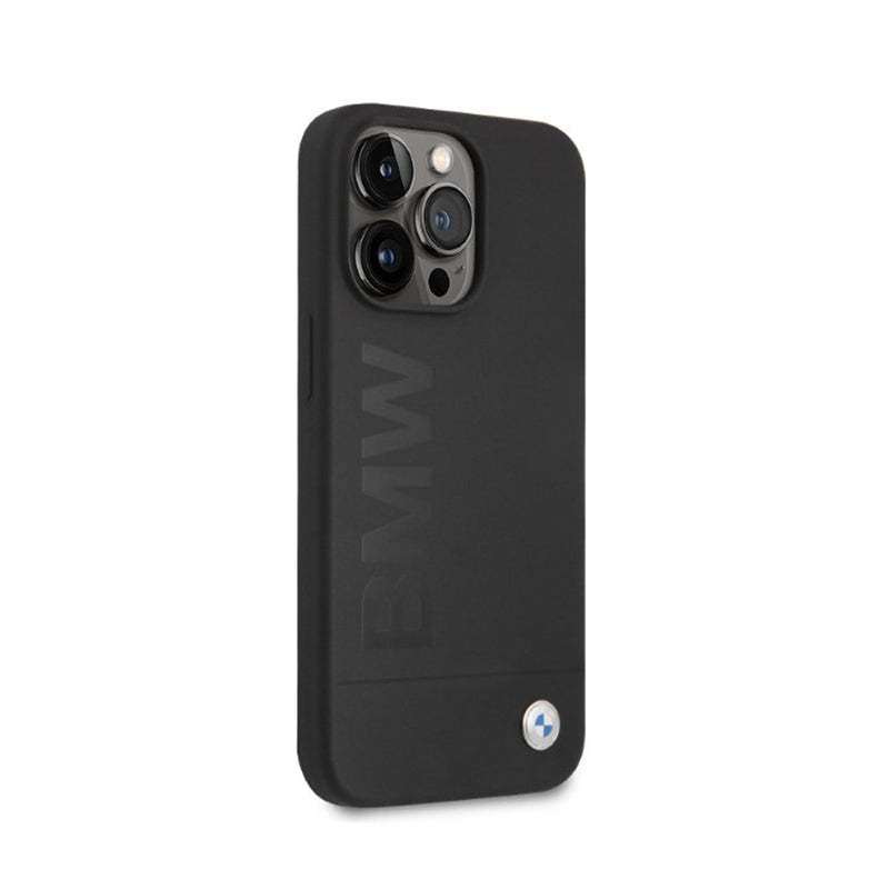 BMW silikoninis „Signature Logo Magsafe“ dėklas, skirtas „iPhone 13 Pro“ (juodas)