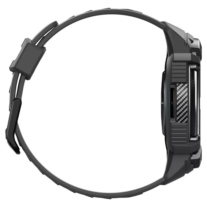 Spigen Rugged Armor Pro - dirželis + dėklas, skirtas „Samsung Galaxy Watch 6 Classic 47 mm“ (juoda)