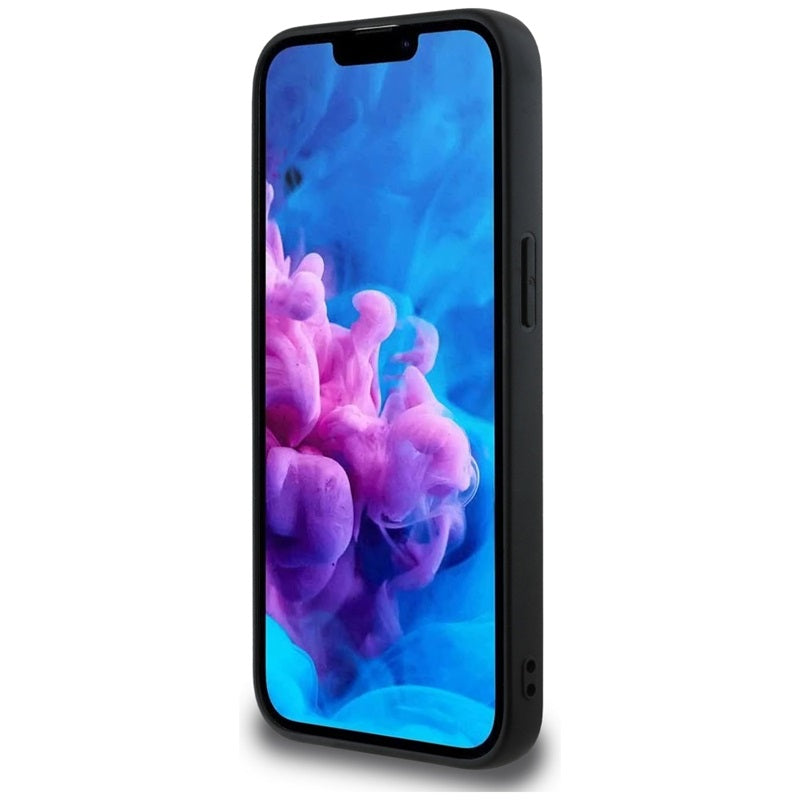 Guess Fixed Glitter Big 4G – dėklas iPhone 16e (juodas)