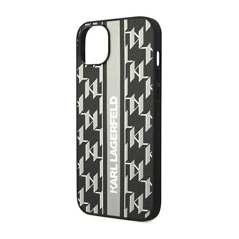 Karl Lagerfeld Monogram Stripe – Dėklas, skirtas iPhone 14 Plus (pilkas)