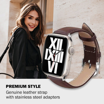 Crong Noble Band – Tikra odos apyrankė Apple Watch 38/40/41/42 mm (Espresso)
