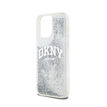 DKNY Liquid Glitter Big Logo – dėklas iPhone 15 Pro (baltas)