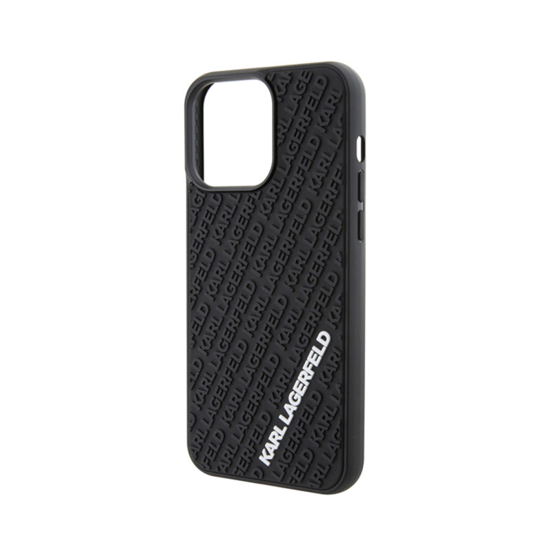 Karl Lagerfeld 3D guminis su kelių logotipų dėklas – dėklas skirtas iPhone 15 Pro Max (juoda)