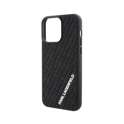 Karl Lagerfeld 3D guminis su kelių logotipų dėklas – dėklas skirtas iPhone 15 Pro Max (juoda)