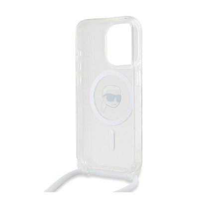 Karl Lagerfeld krepšys per petį IML Karl Head MagSafe – „iPhone 15 Pro Max“ dėklas (permatomas)