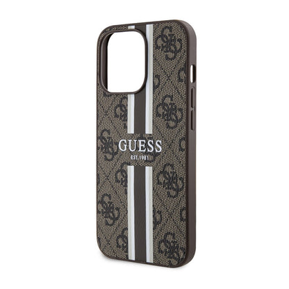 Guess 4G Printed Stripes MagSafe – Dėklas, skirtas iPhone 13 Pro Max (rudas)