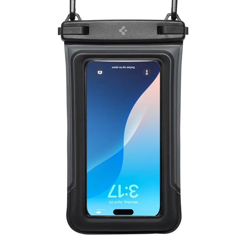Spigen A611P Universalus vandeniui atsparus plūduriuojantis dėklas, 2 vnt. – Vandeniui atsparus dėklas išmaniesiems telefonams iki 6,9" (Matinė juoda)