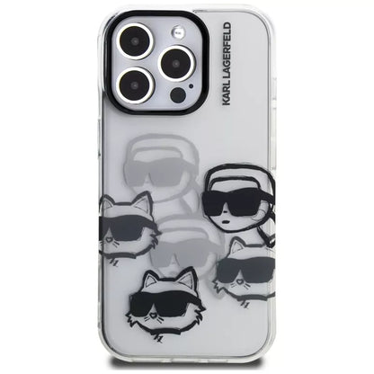 Karl Lagerfeld IML Multi K&C Head Pattern dėklas, skirtas iPhone 16 Pro (skaidrus)