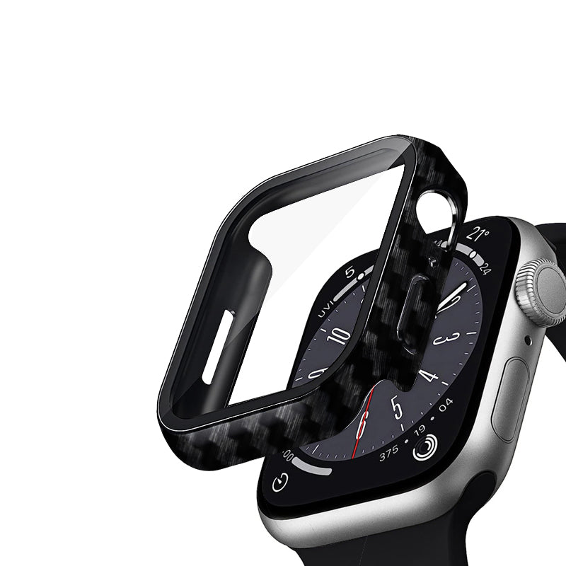 Crong Hybrid dėklas - Dėklas su stiklu, skirtas Apple Watch 45mm (Carbon)