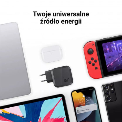 Green Cell GC PowerGaN 65W (2x USB-C Power Delivery, 1x USB-A suderinama su Quick Charge 3.0)