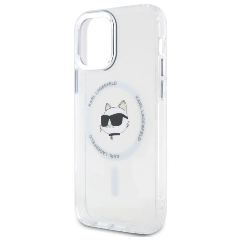 Karl Lagerfeld IML Metal Choupette Head MagSafe – Dėklas iPhone 12 / iPhone 12 Pro (baltas)