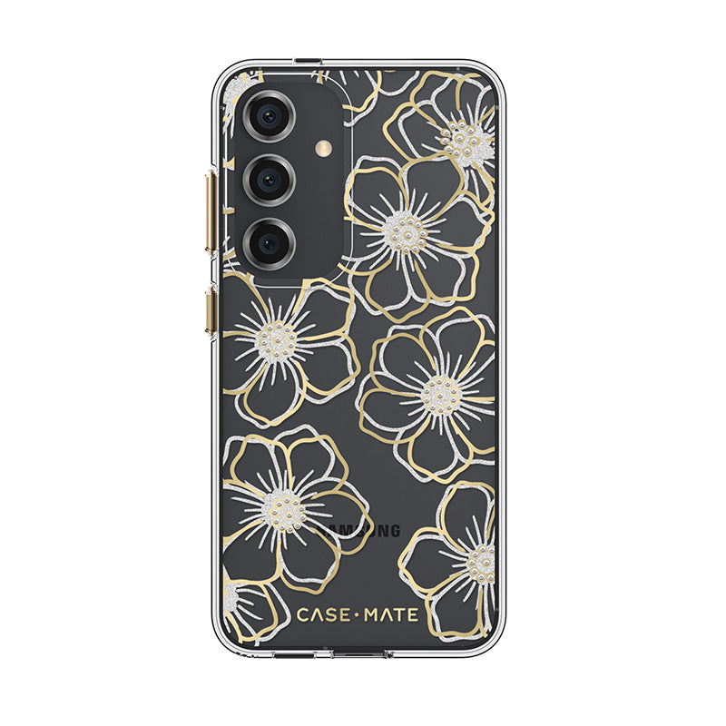 Case-Mate Floral Gems – Dėklas skirtas Samsung Galaxy S24 (Auksinis)