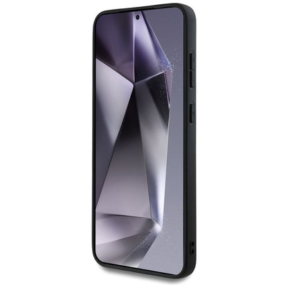 Guess Leather 4G Colored Ring Classic Logo MagSafe – dėklas Samsung Galaxy S25+ (juoda)