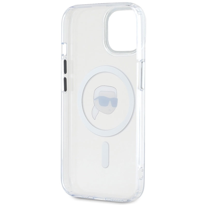 Karl Lagerfeld IML Metal Karl Head MagSafe – Dėklas, skirtas „iPhone 15“ (baltas)