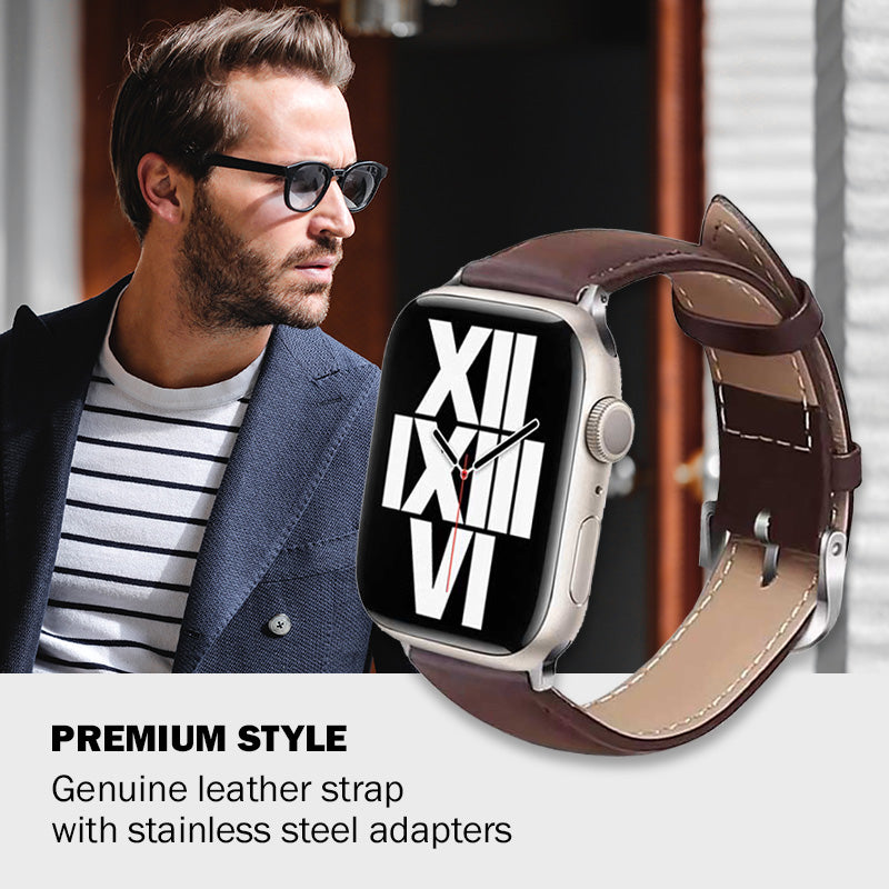 Crong Noble Band – Tikra odos apyrankė Apple Watch 38/40/41/42 mm (Espresso)