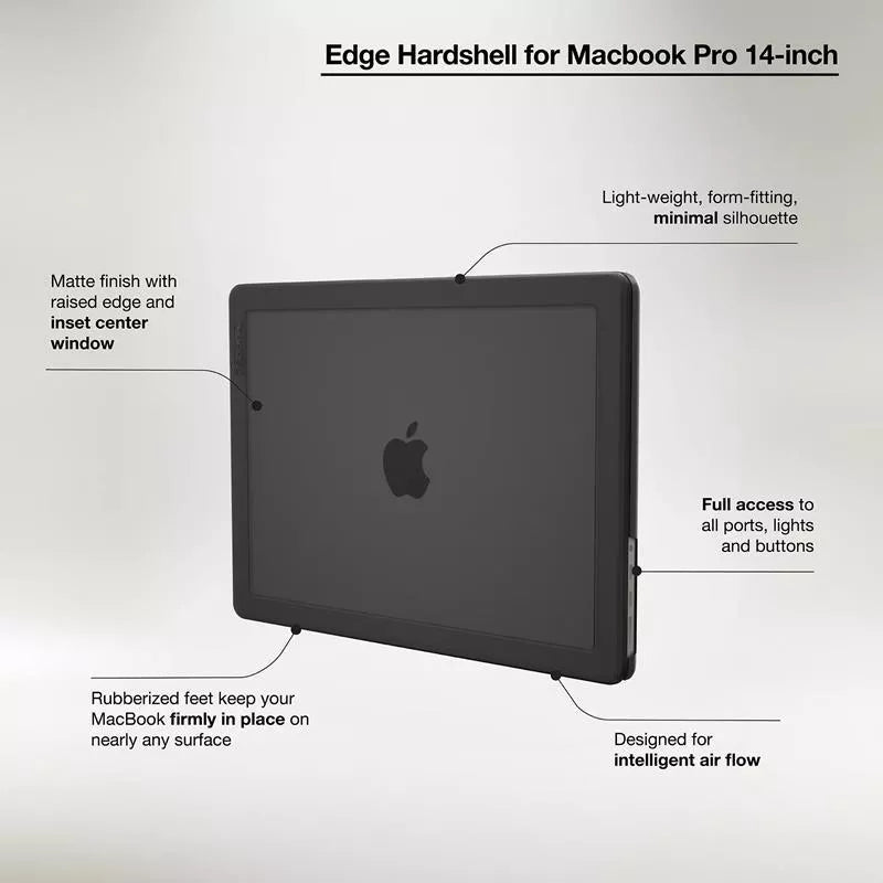 Incase Edge kietas dėklas – dėklas, skirtas MacBook Pro 14" (M4/M3/M2/M1/2024–2021) (juodas)