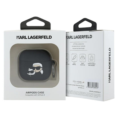 Karl Lagerfeld Silikoninis Karl & Choupette Head 3D - AirPods 4 dėklas (juodas)