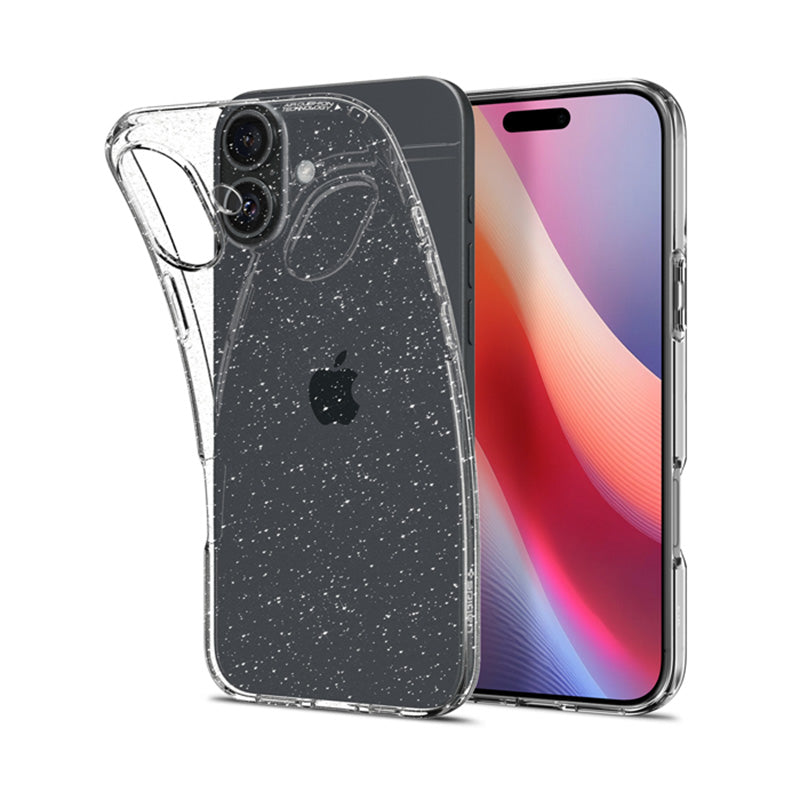Spigen Liquid Crystal Glitter – „iPhone 16“ dėklas (skaidrus)