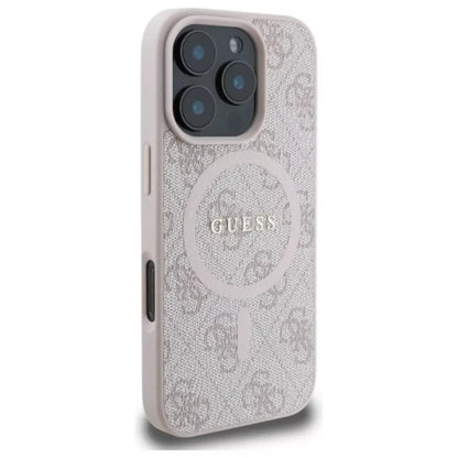 Guess 4G Ring Classic Logo MagSafe – dėklas iPhone 16 Pro Max (rožinis)