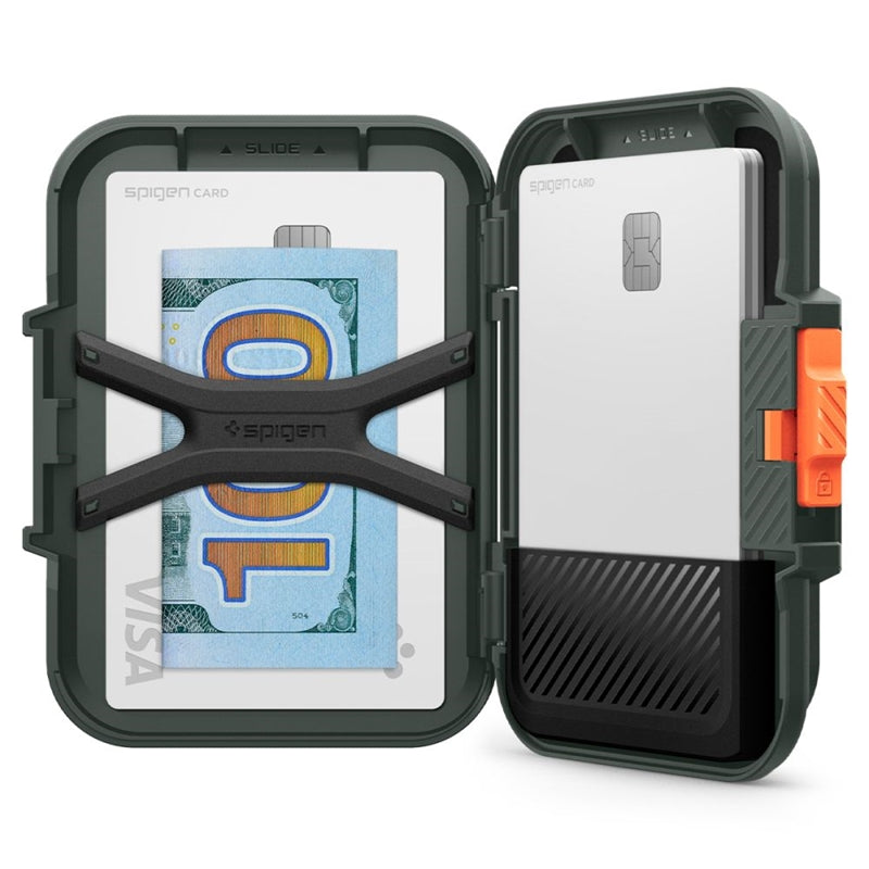 Spigen Lock Fit MagSafe – magnetinė piniginė (kariška žalia)