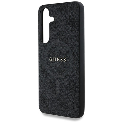 Guess Leather 4G Colored Ring Classic Logo MagSafe – dėklas Samsung Galaxy S25+ (juoda)