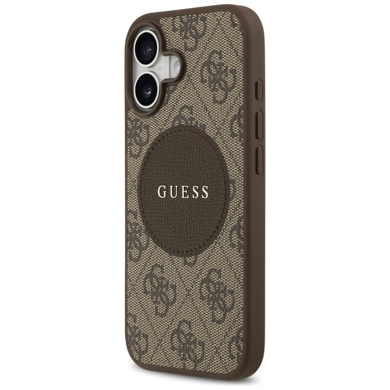 Guess 4G Circle Classic Logo MagSafe – dėklas iPhone 17 (rudas)