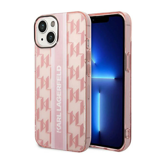 Karl Lagerfeld Mono Vertical Stripe - dėklas iPhone 14 Plus (rožinis)