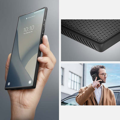 Spigen Liquid Air – dėklas Samsung Galaxy S22 Ultra (juodas)