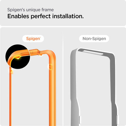 Spigen Alm Glass FC 2-Pack – Grūdintas stiklas iPhone 15 (2 vnt., juodu rėmeliu)