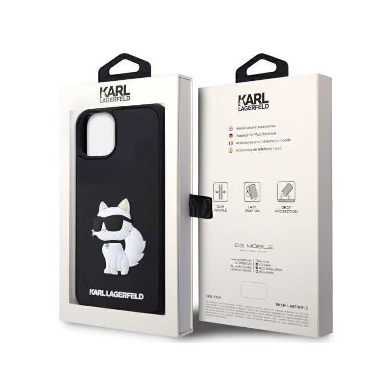 Karl Lagerfeld 3D guminis NFT Choupette - Dėklas skirtas iPhone 14 Plus (juodas)