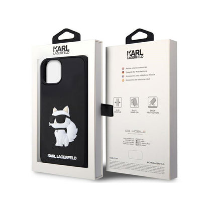 Karl Lagerfeld 3D guminis NFT Choupette - Dėklas skirtas iPhone 14 Plus (juodas)