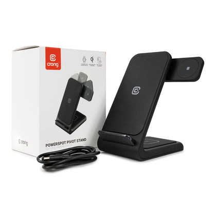 Crong – Rinkinys: GaN sieninis įkroviklis 35W ir belaidis įkroviklis PowerSpot Pivot Stand 3in1