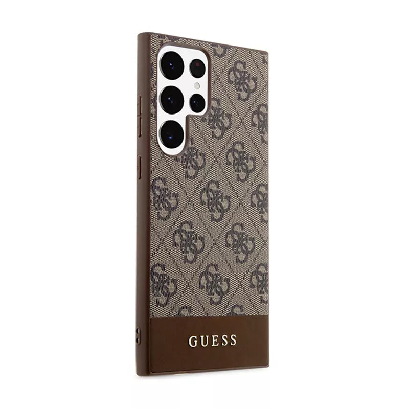Guess 4G Apatinė Juostelė Metalinis Logotipas Kolekcija – Samsung Galaxy S24 Ultra Dėklas (rudas)