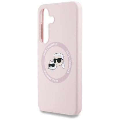 Karl Lagerfeld Silicone Double Heads And Circle MagSafe – dėklas Samsung Galaxy S25 (rožinis)