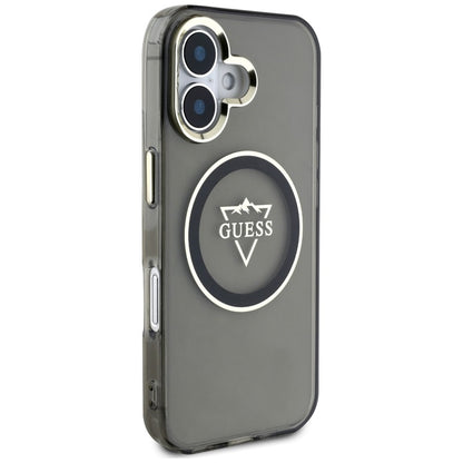 Guess IML Metal Mountain Logo MagSafe – dėklas iPhone 16 (juodas)