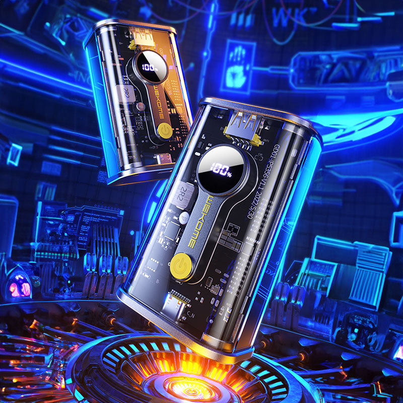 WEKOME WP-333 Vanguard Series - Nešiojamasis įkroviklis (power bank) 10000 mAh Super Charging PD 20W + QC 22.5W (juoda / permatoma)