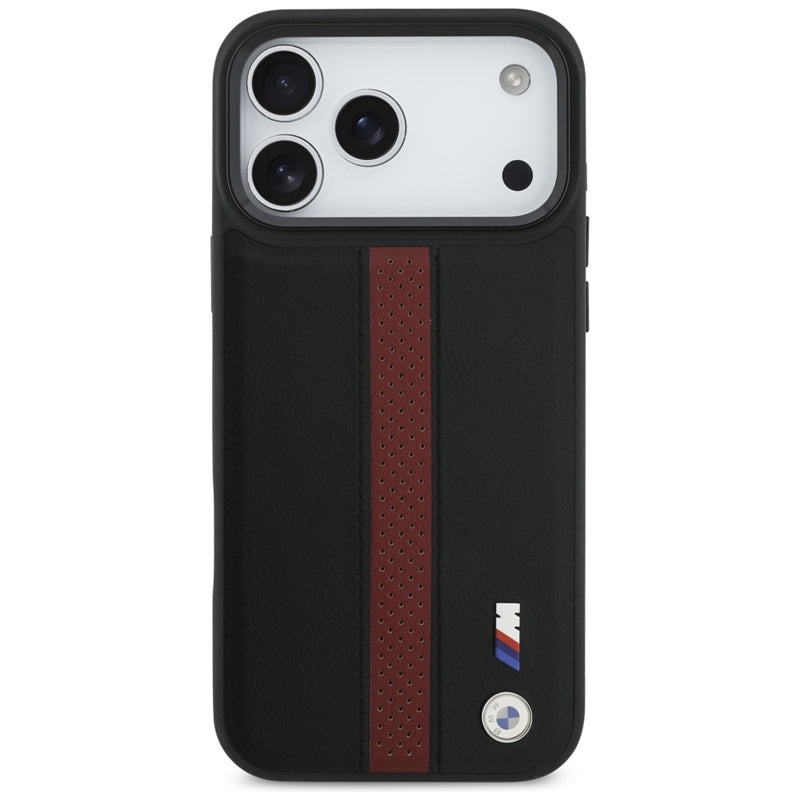 BMW M Perforated Stripe Logo MagSafe dėklas – iPhone 17 Pro Max (Raudonas)