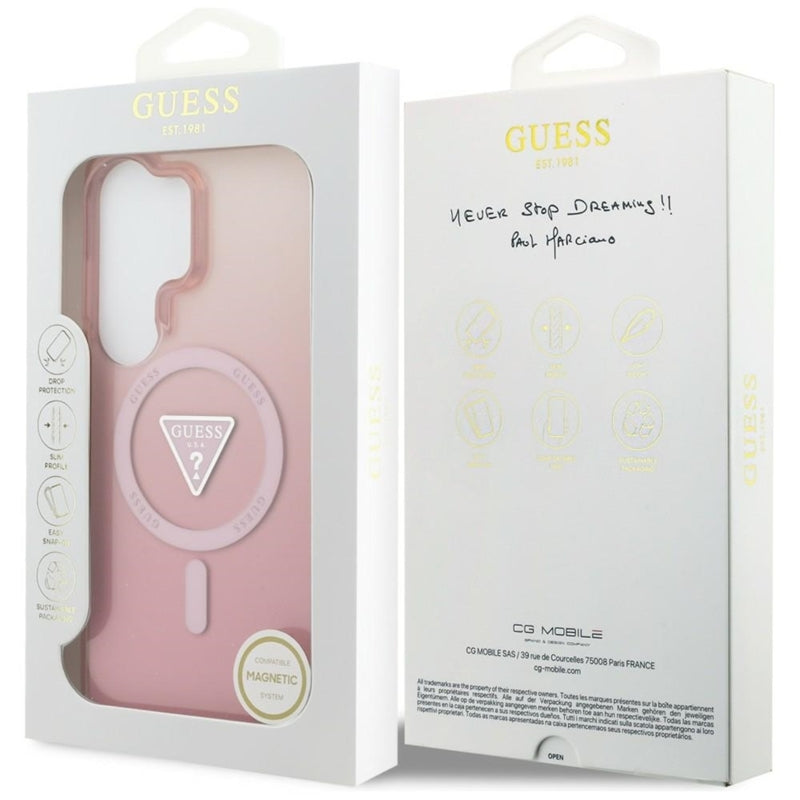 Guess IML Gradient Triangle MagSafe dėklas - Samsung Galaxy S26 Ultra (Rožinis)