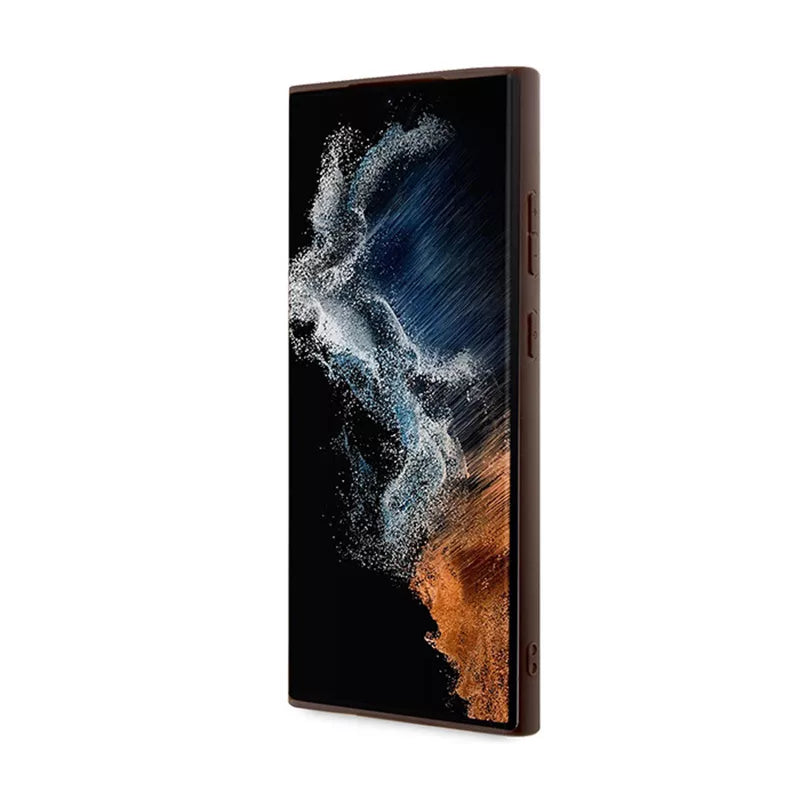 Guess 4G Apatinė Juostelė Metalinis Logotipas Kolekcija – Samsung Galaxy S24 Ultra Dėklas (rudas)