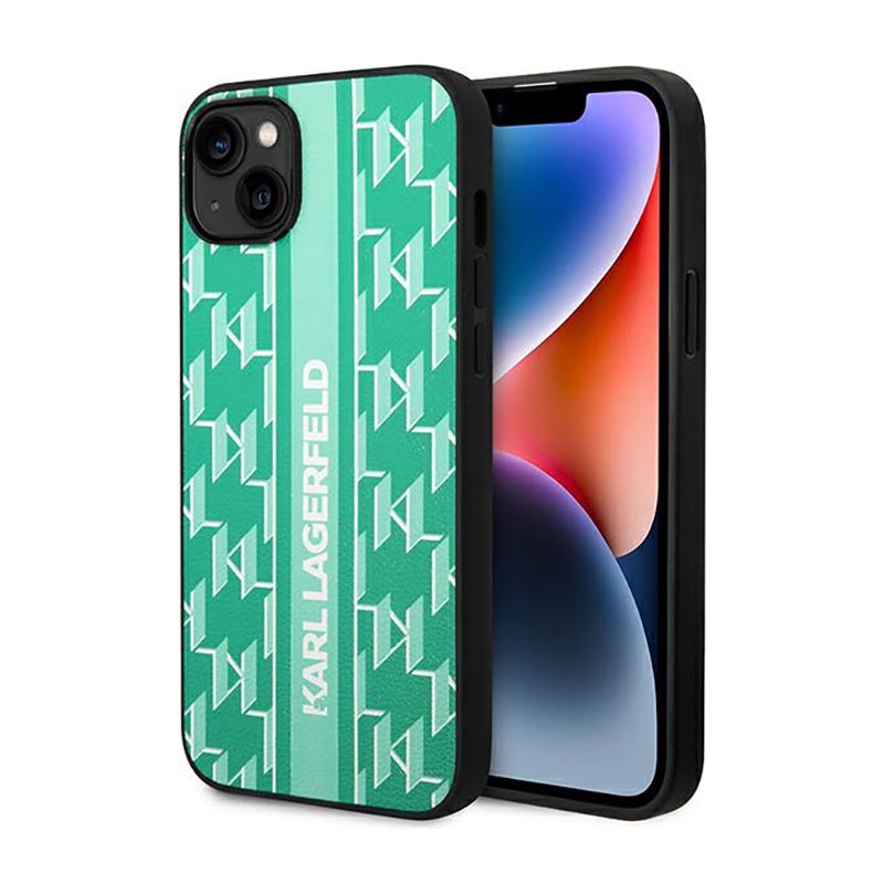 Karl Lagerfeld Monogram Stripe – dėklas iPhone 14 Plus (žalias)