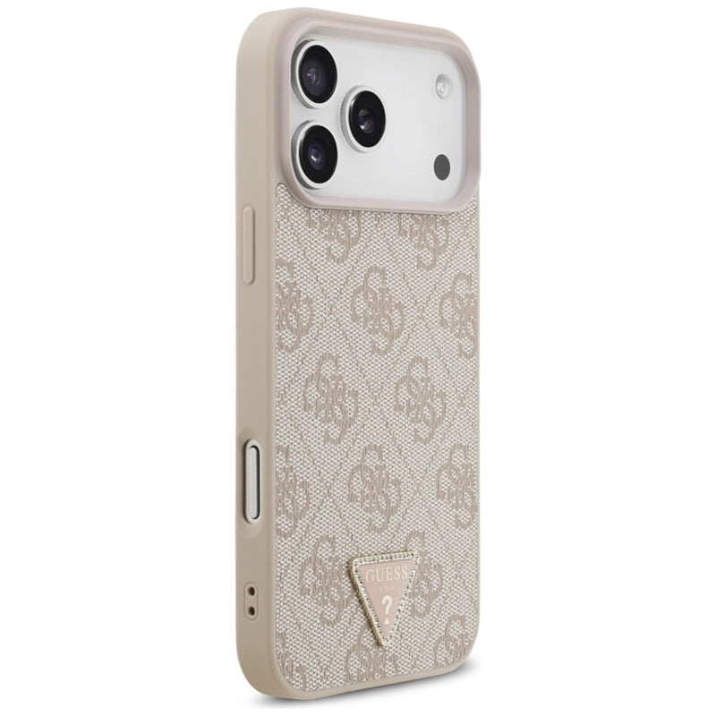 Guess Odinio 4G Triangle Strass dėklas iPhone 17 Pro Max (rožinis)
