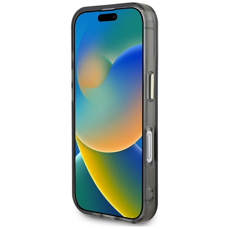 Guess IML Metal Mountain Logo MagSafe – dėklas iPhone 16 (juodas)