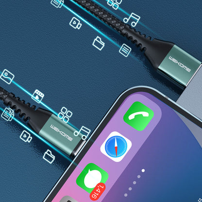 WEKOME WDC-170 Raython Series – 3-in-1 USB-A į USB-C + Lightning + Micro USB 1,2 m greito įkrovimo PD laidas (sidabrinis)