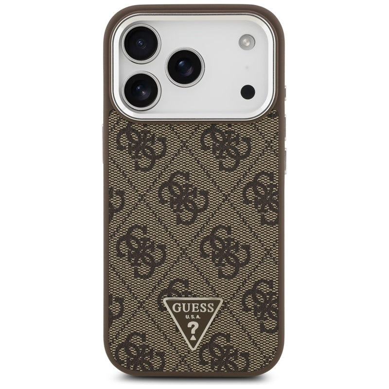 Guess 4G Triangle Logo MagSafe dėklas iPhone 17 Pro (rudas)